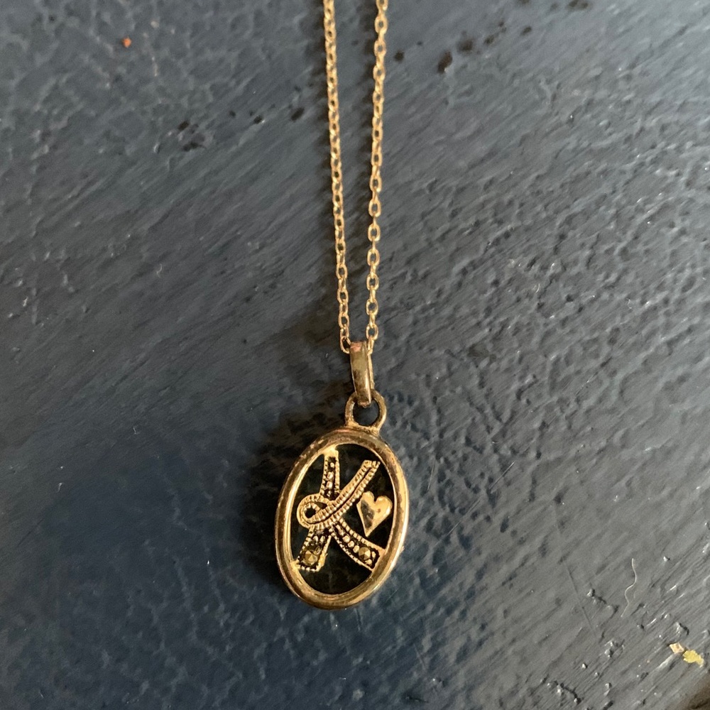Silver Oval ‘K’ Necklace